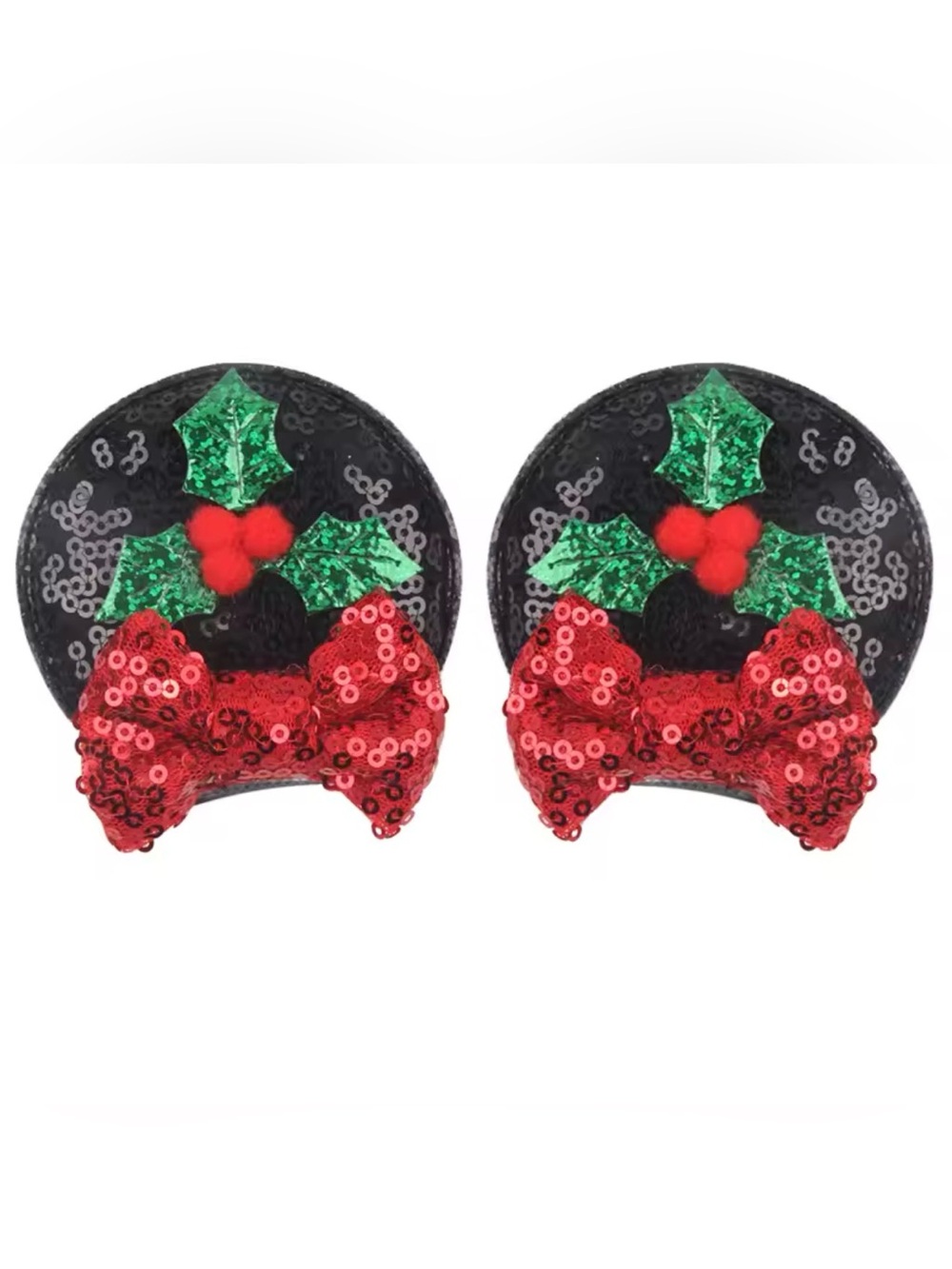 Holly Mickey Ears Clips